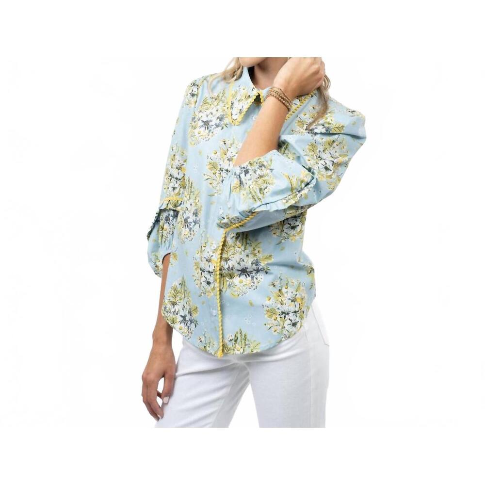 NEW IVY JANE spring bounty shirt in light blue with floral print - Picture 2 of 3